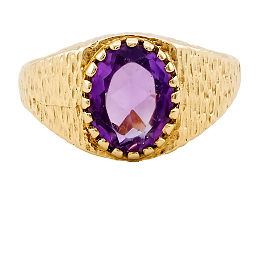 Vintage 9ct gold Amethyst Signet Ring size P